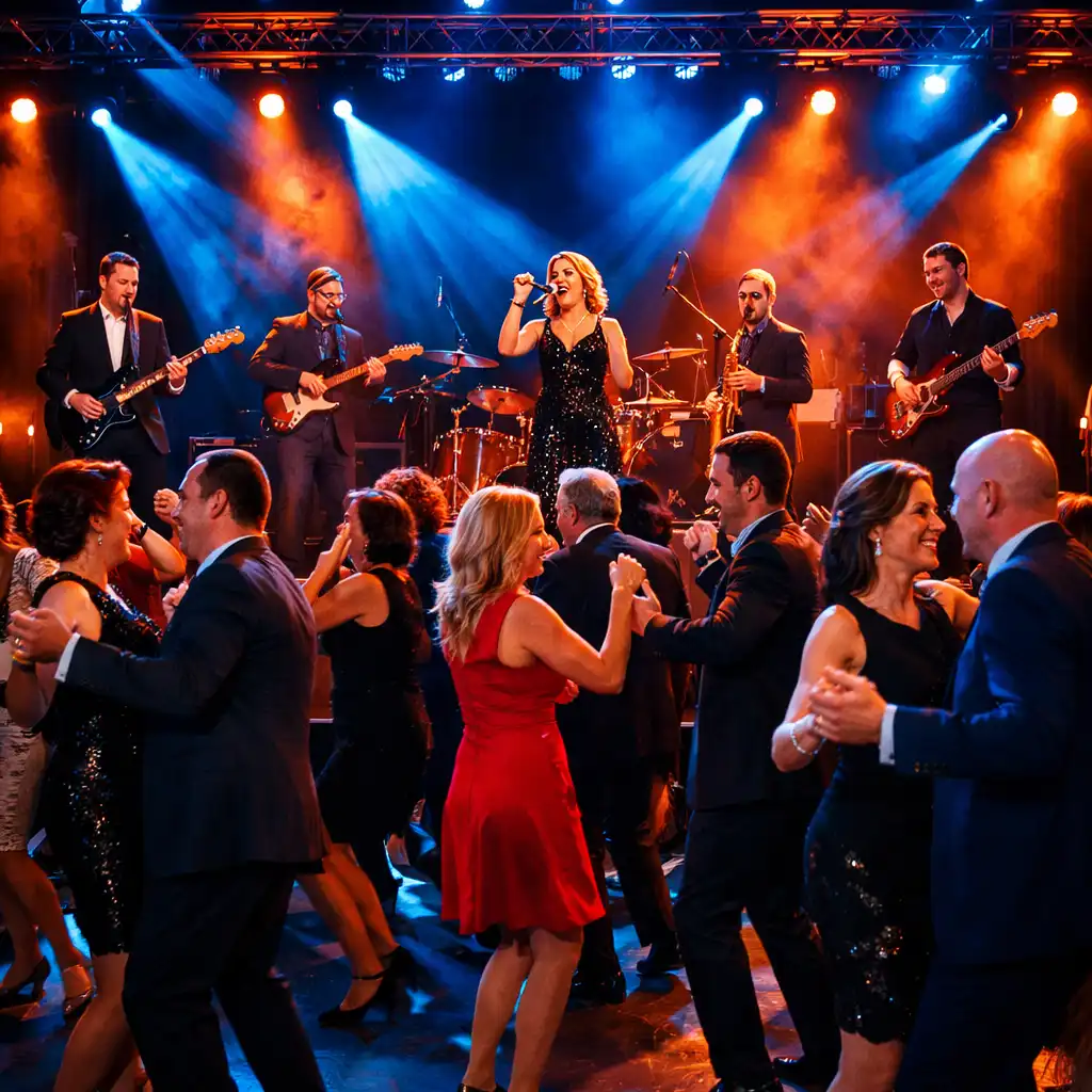 Zespół muzyczny na scenie podczas koncertu na evencie korporacyjnym